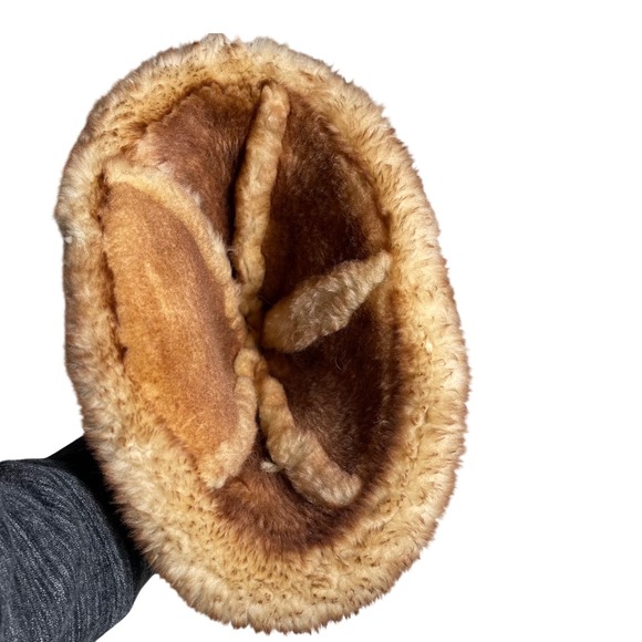 Brown Suede shearling  Winter Hat Cossack vintage - Picture 5 of 6